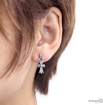 Amazon | [silver KYASYA]シルバー925 メンズピアス クロス 十字架