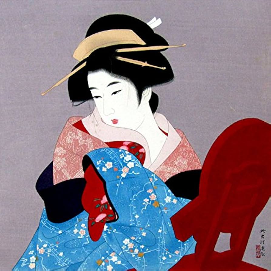 Amazon.co.jp: 伊東深水『三千歳』木版画 人物画 女性画 美人画 浮世絵