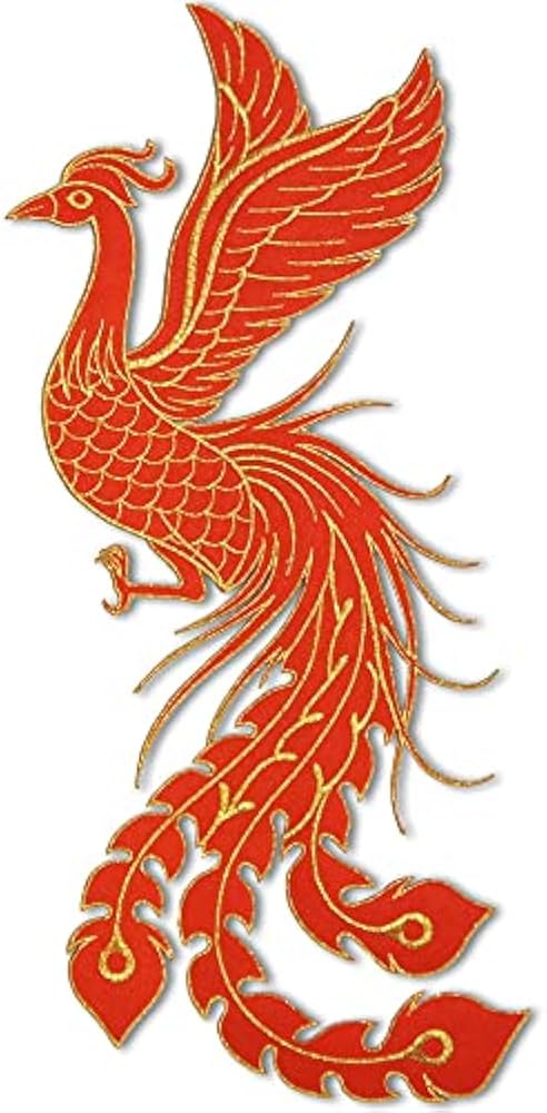 Amazon.co.jp: 大きな刺繍 アイロンワッペン【鳳凰】火の鳥 鳳皇