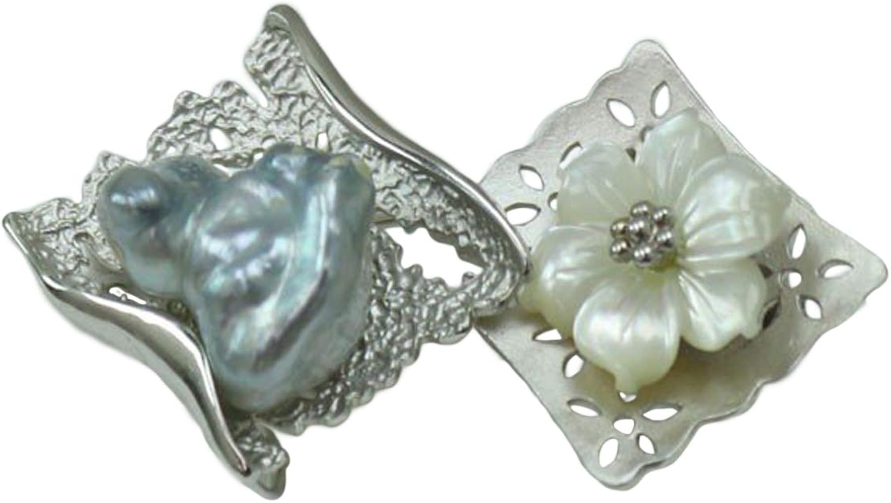 Amazon | 真珠 パール ブローチ 白蝶真珠 特大 南洋ケシパール