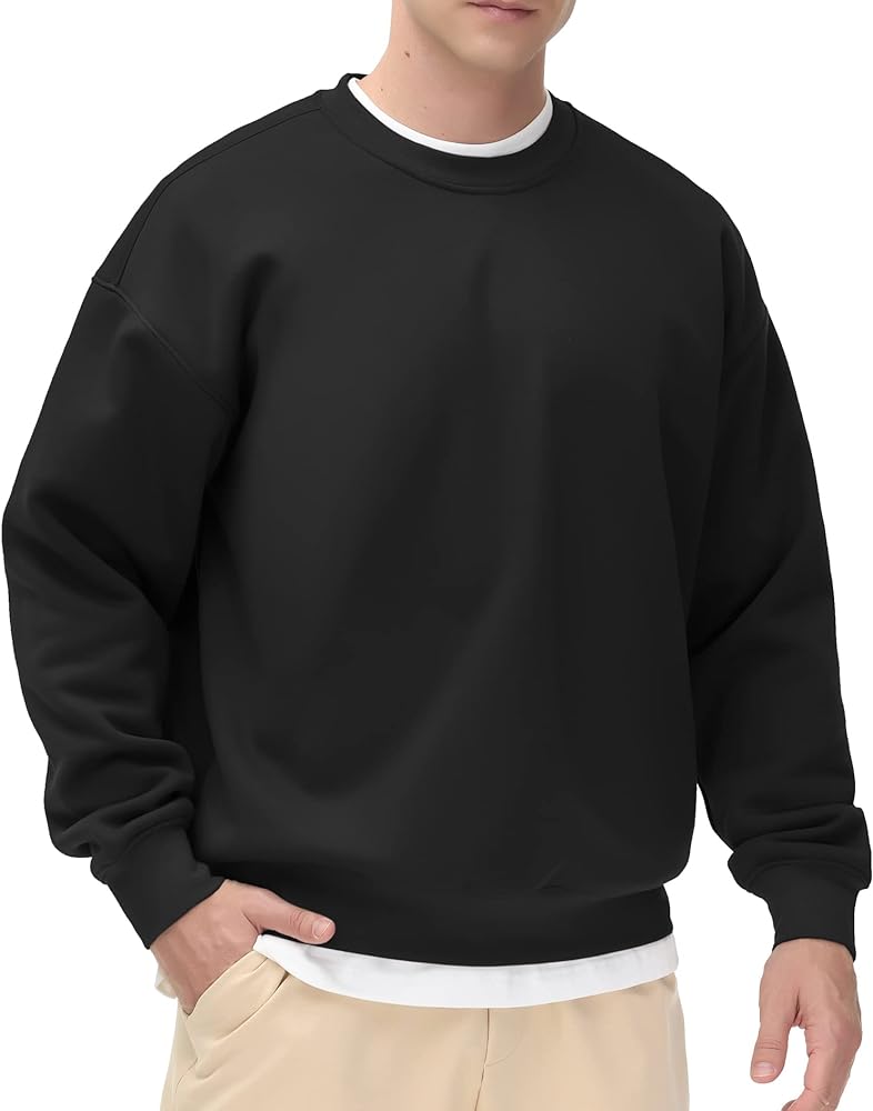 THE GYM PEOPLE Men's Fleece Crewneck Sweatshirt Thick Loose fit