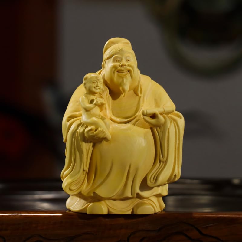 福禄寿 三星 木彫り 置物 3体 まとめ売り 像 神様 縁起物 中国 27cm