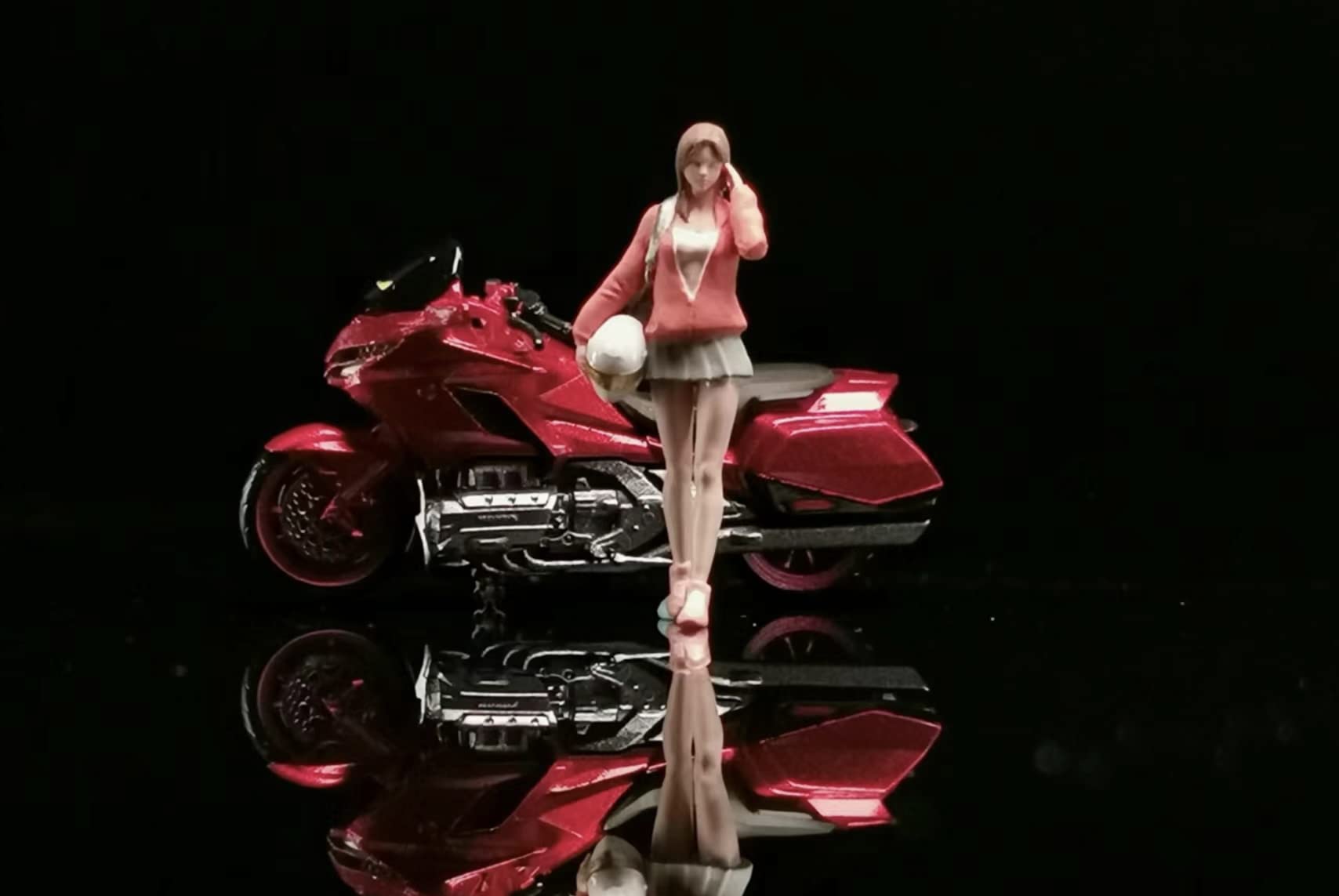 Amazon | 1/64 Create model ホンダ GL1800 バイク 赤 女性バイカー