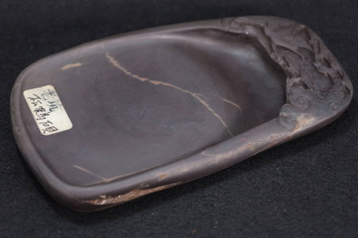 Amazon.co.jp: 端渓水巌 老坑 松鶴硯 魚脳凍 天青色 氷紋 端渓硯 書道