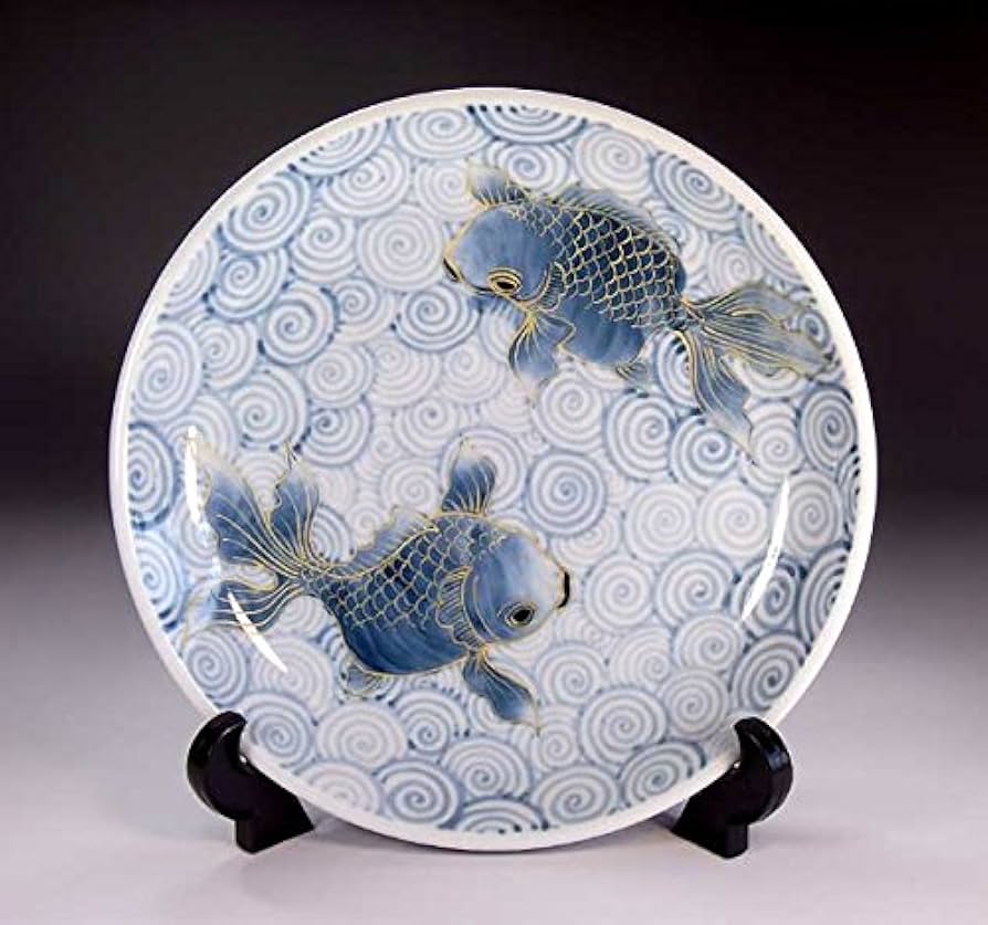 Amazon.co.jp: 伝統工芸品｜古染付金彩金魚絵｜有田焼・伊万里焼・高級