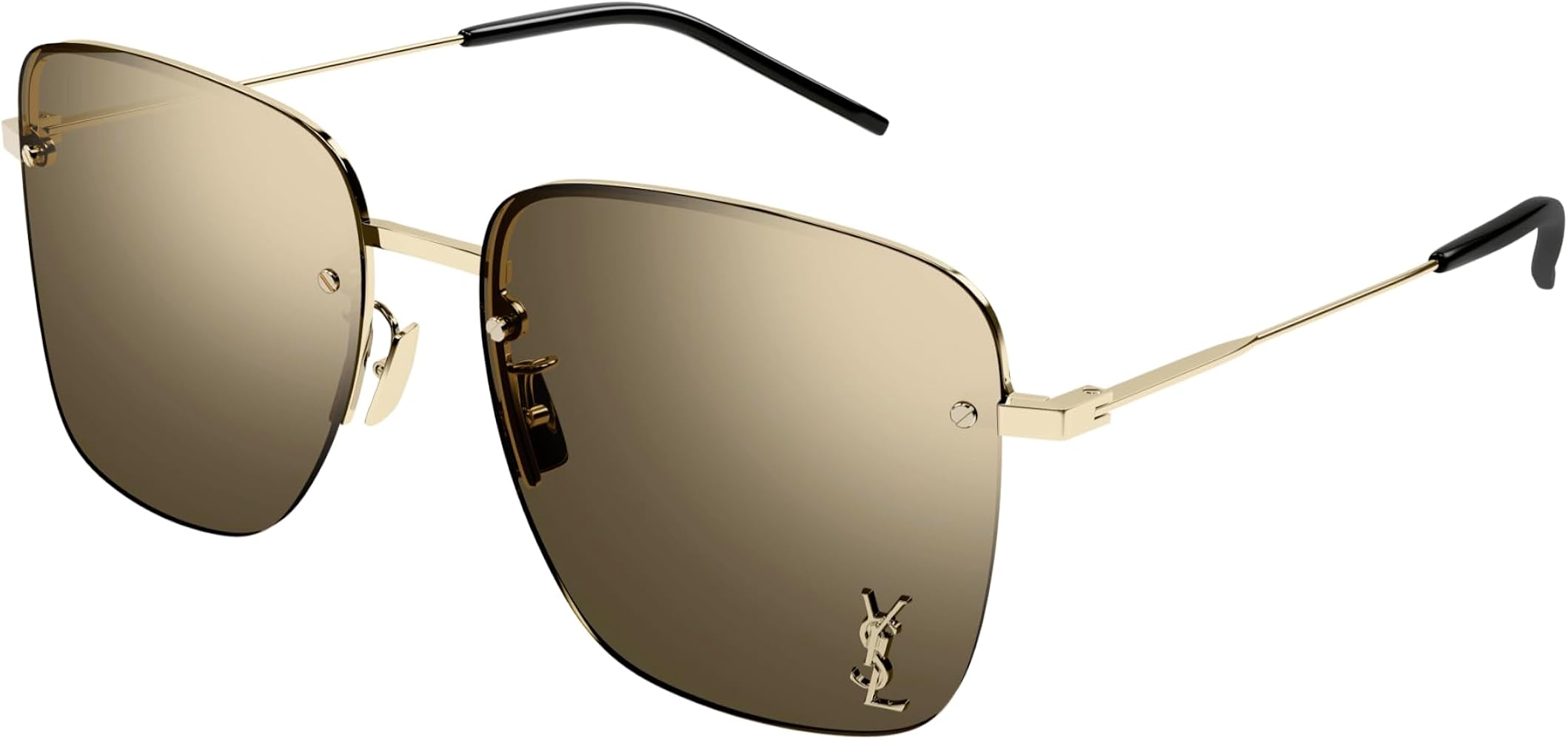 SAINT LAURENT Women's Square Metal Sunglasses, Gold Gold Brown