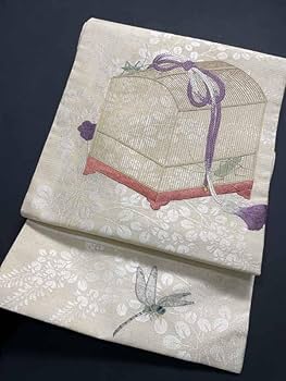 Amazon.co.jp: きものさらさ アンティーク着物帯！逸品 虫篭 夏帯 蜻蛉