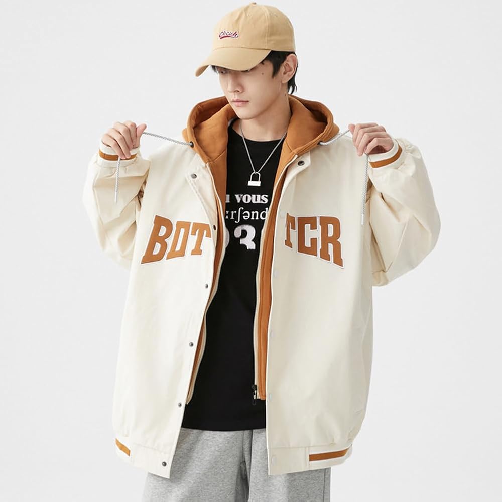 Amazon | [D.IIZOO] フード付きスタジャン ジャケット メンズ コート