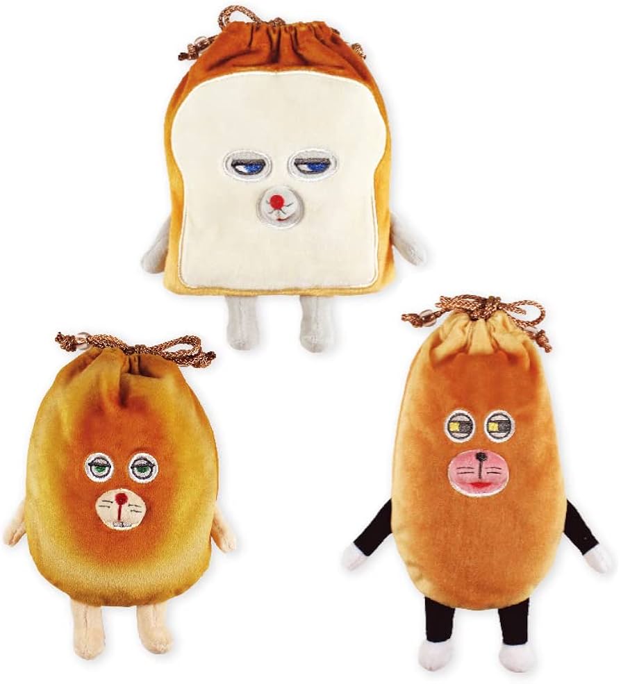 Amazon.co.jp: パンどろぼう ぬいぐるみ巾着 【3種セット】パン