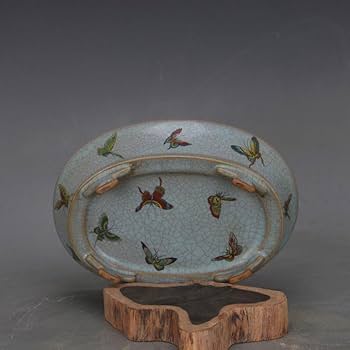 Amazon.co.jp: 宋汝窯 天青釉蝶紋 四足水仙盆 景徳鎮 陶磁器 装飾品