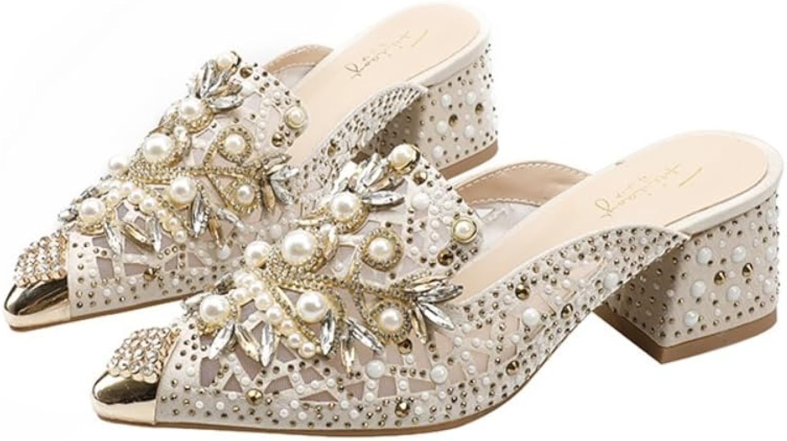 Amazon.com | Women's Mules with Pearls Pointed Toe Crystal