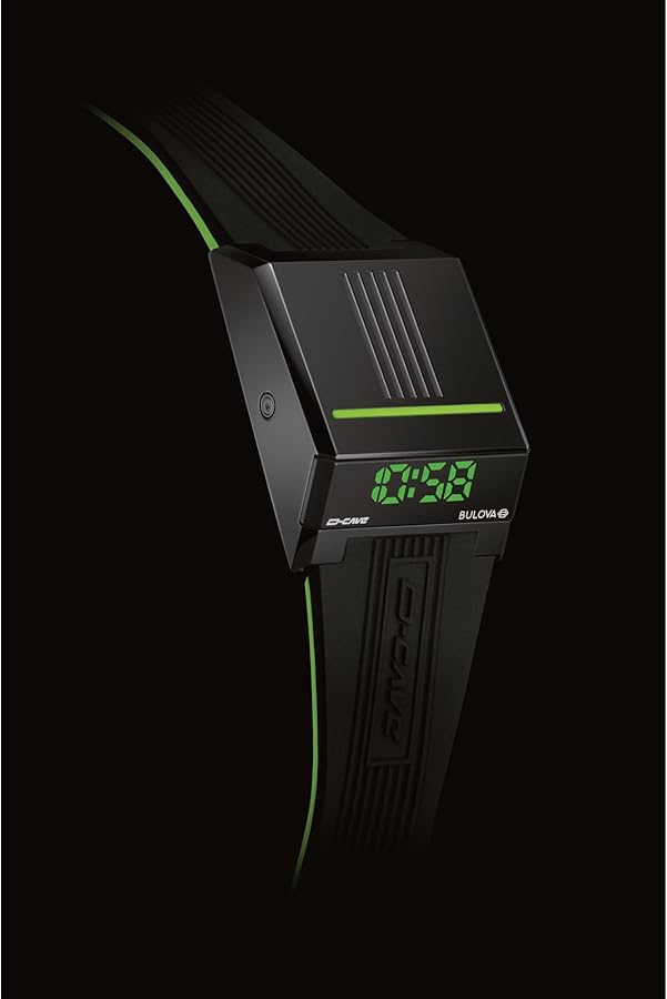 Amazon | Bulova メンズ LED Computron D-CaveブラックIPとシリコン