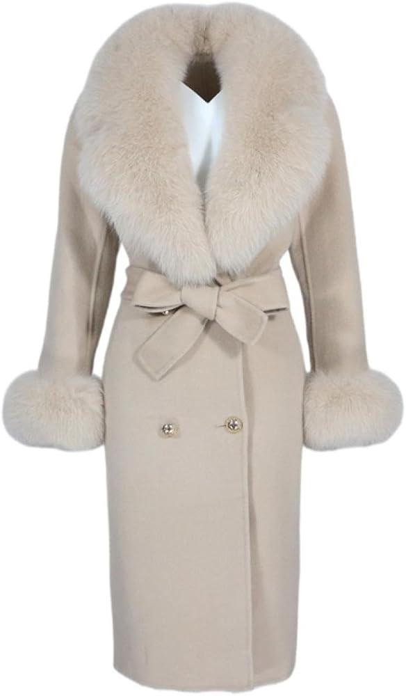 Real Big Fur Coat Winter Jacket Women Natural Fox Fur Collar