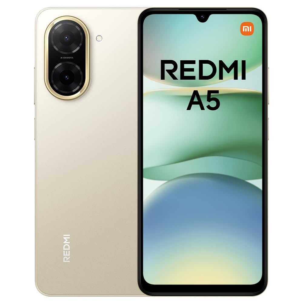 Redmi A5 Smartphone, 3+64GB, Gold, Super Clear 32MP AI camera