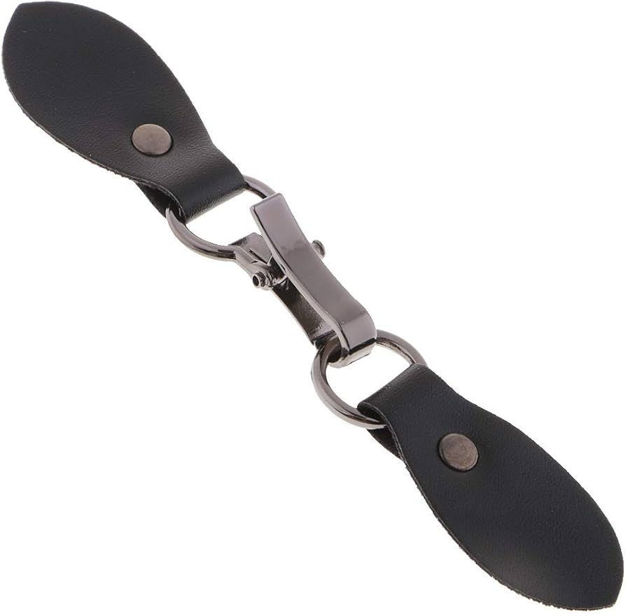 Amazon | 1セットブラックレザートグルボタンシルバーメタルフック