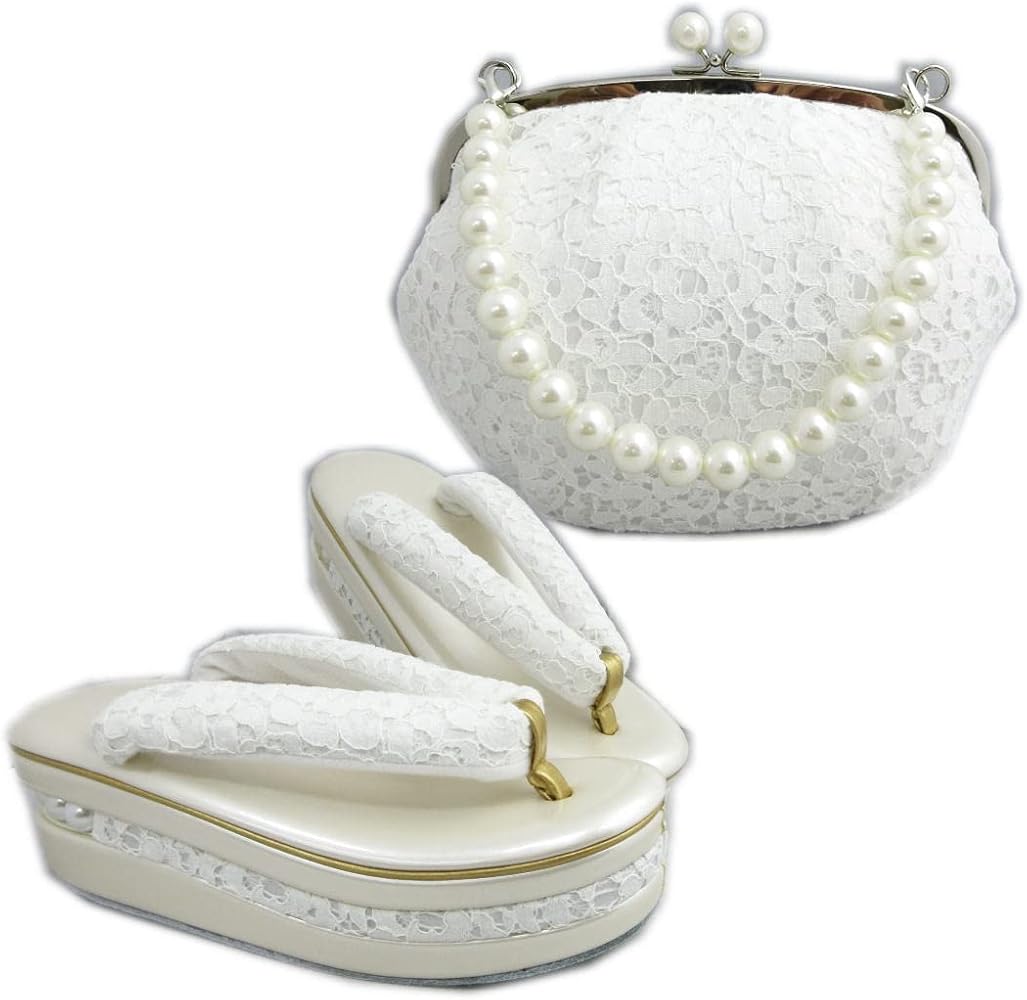 Amazon | 草履バッグセット レース パール 白 ホワイト フリー 振袖