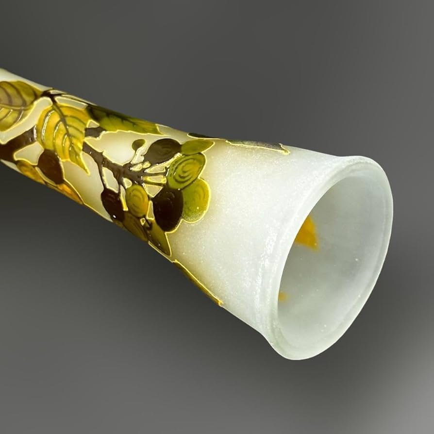 Amazon.co.jp: エミールガレ 鶴首 花瓶 カメオ彫り 被せガラス 高さ