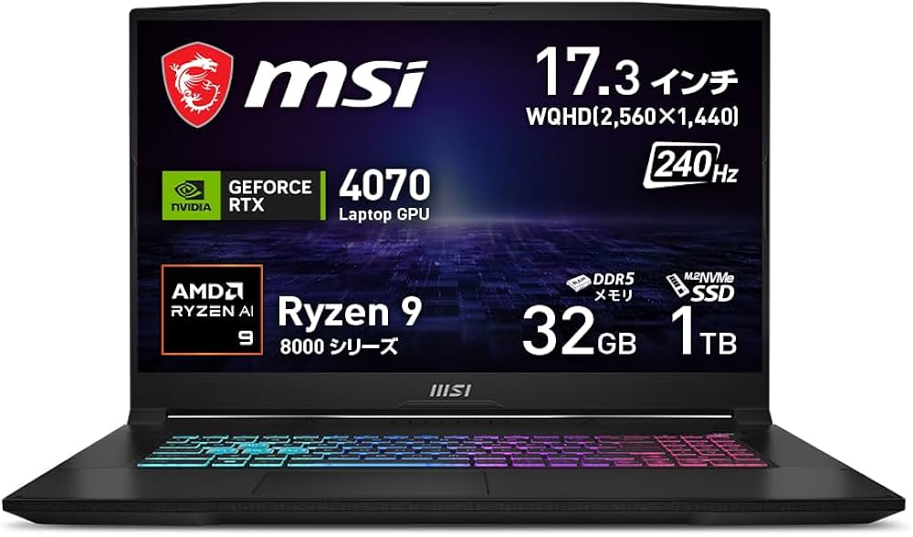 Amazon.co.jp: 【AMD最新Ryzen9 & RTX4070搭載】 WQHD・超高速240Hz