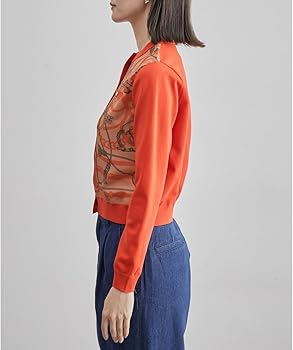 Amazon | [ロペ] 23AW ヴィンテージスカーフ柄カーディガン オレンジ系