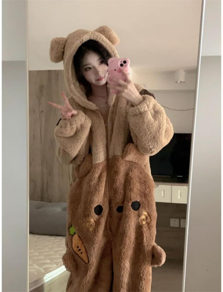 ZiPits Pink Rabbit Onesie Pajamas Plush Thickened Animal One-Piece