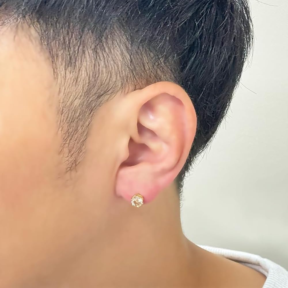 Amazon | K18 1ct 6本爪 ブラウンダイヤピアス 片耳 18金 1粒