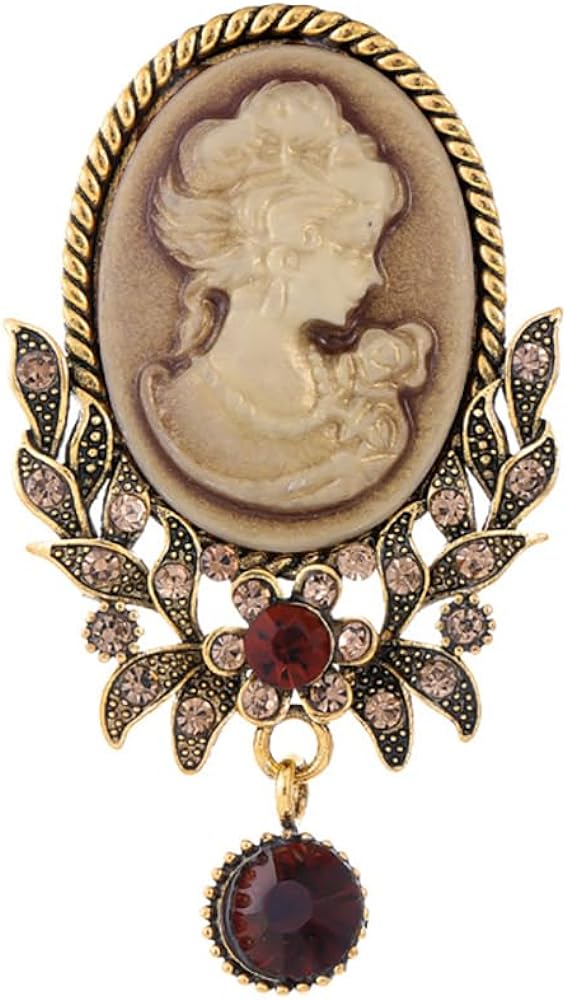 Amazon.com: Kokoma Dangling Crystal Lady Portrait Brooch Pin for