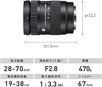 Amazon.com : Sigma 28-70mm F2.8 DG DN for Sony E Black : Electronics