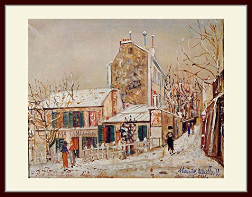 Amazon.co.jp: ユトリロ・「雪のラパン・アジル」 プリキャンバス複製