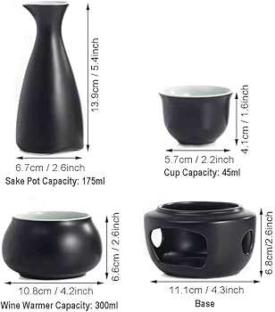 Amazon.com | WINIAER Ceramic Sake Set with Warmer Pot, Traditional
