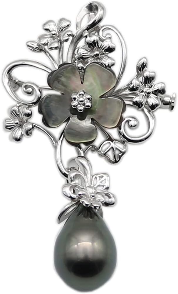 Amazon | 真珠 パール ブローチ 黒蝶真珠 パールブローチ デザイン