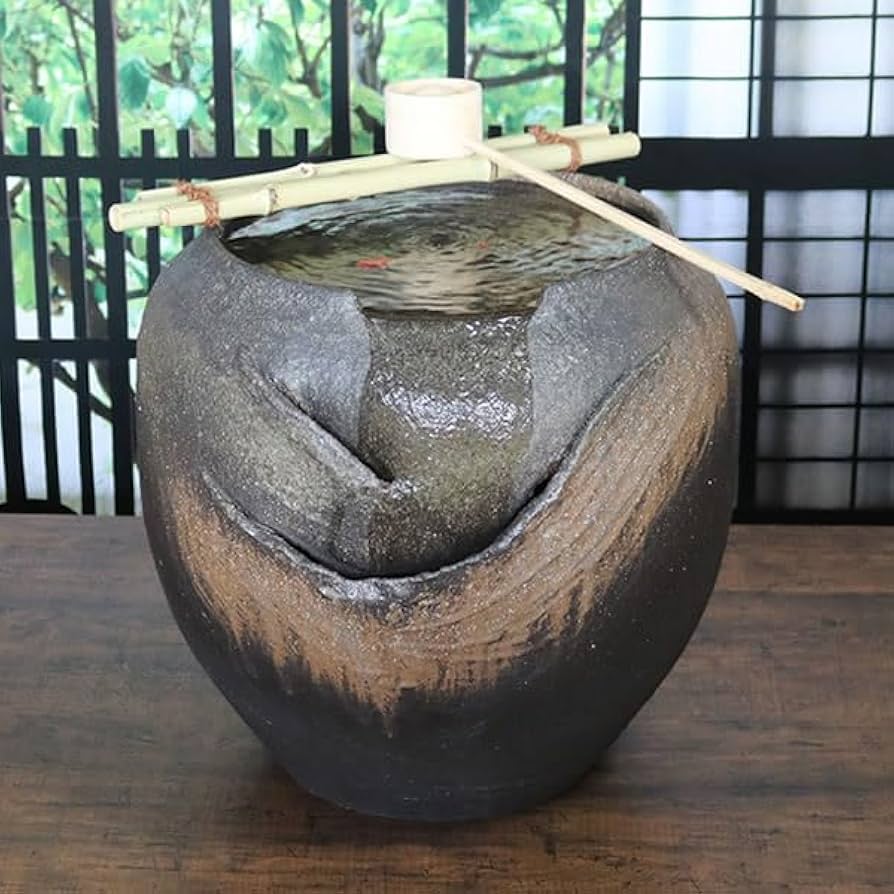 Amazon.co.jp: 信楽焼き 湧き水水流れ電動つくばい 陶器 つくばい 循環