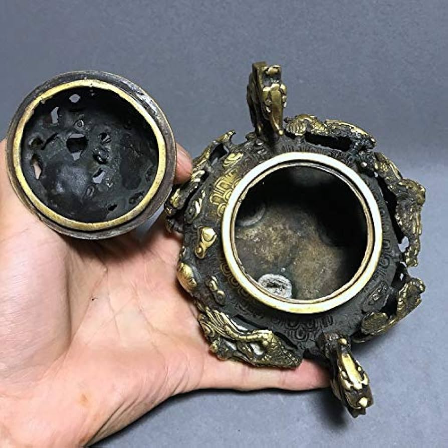 Amazon｜LAOJUNLU アンティーク純銅龍の香炉 香炉 香炉 中国の伝統的な