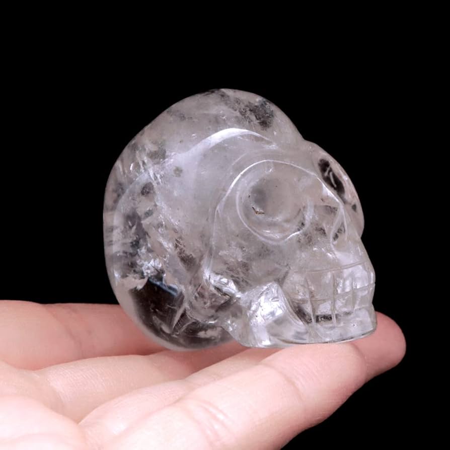 Amazon.co.jp: クリスタル スカル 天然水晶 虹入り 骸骨 置物 アイリス