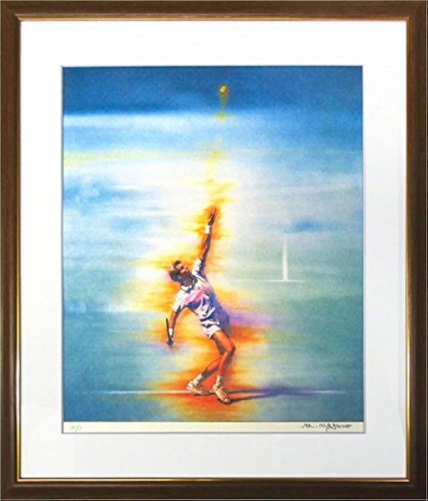 Amazon.co.jp: 長野元一『アドバンテージ』リトグラフ 人物画 テニス