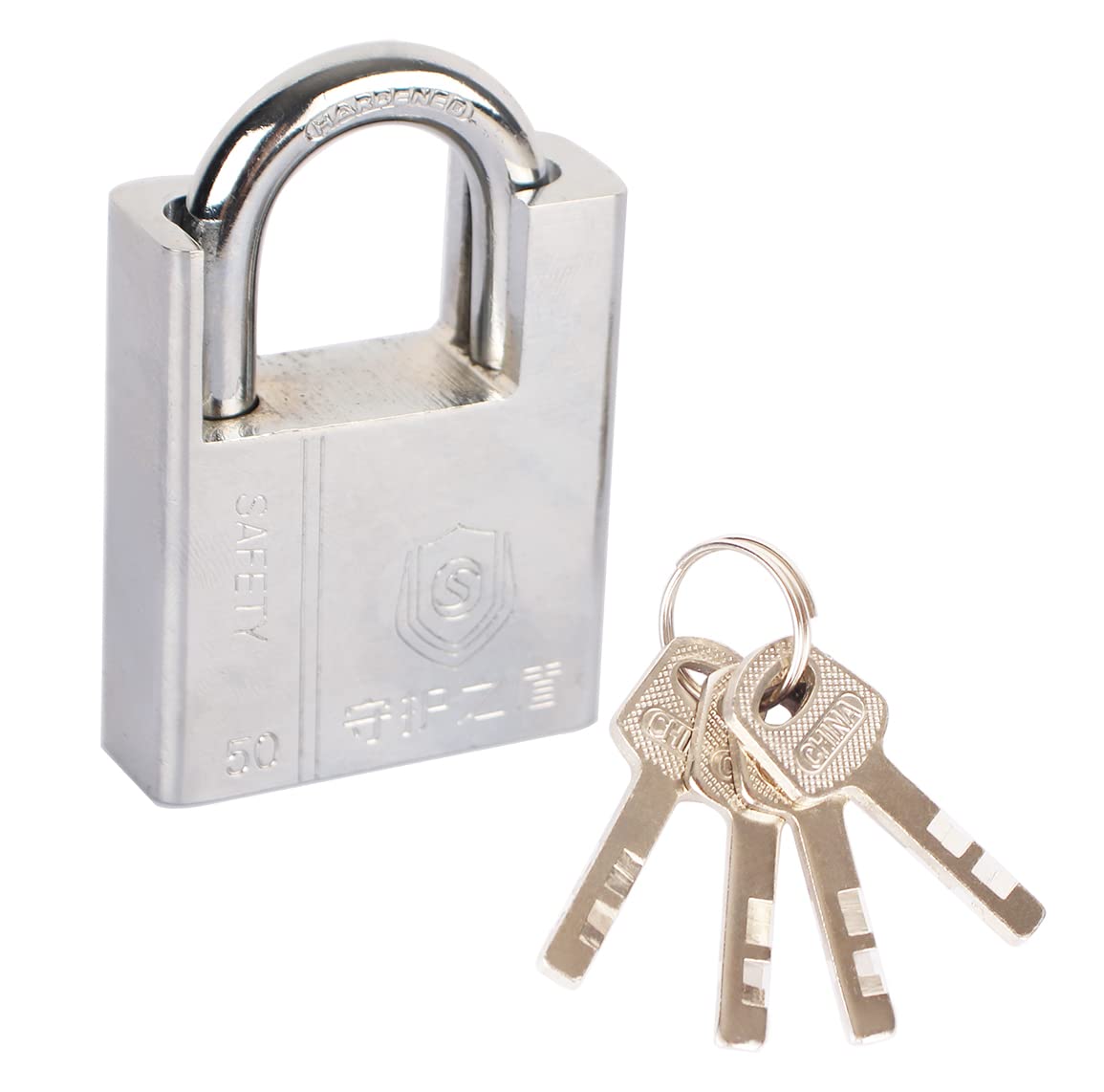 Security Stainless Steel Shrouded Padlock with 4 Key Outdoor Locks