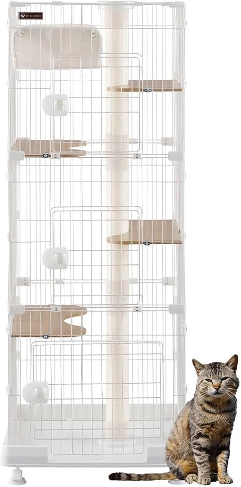 Amazon | アイリスオーヤマ 猫 ケージ キャットタワー付ケージ スリム