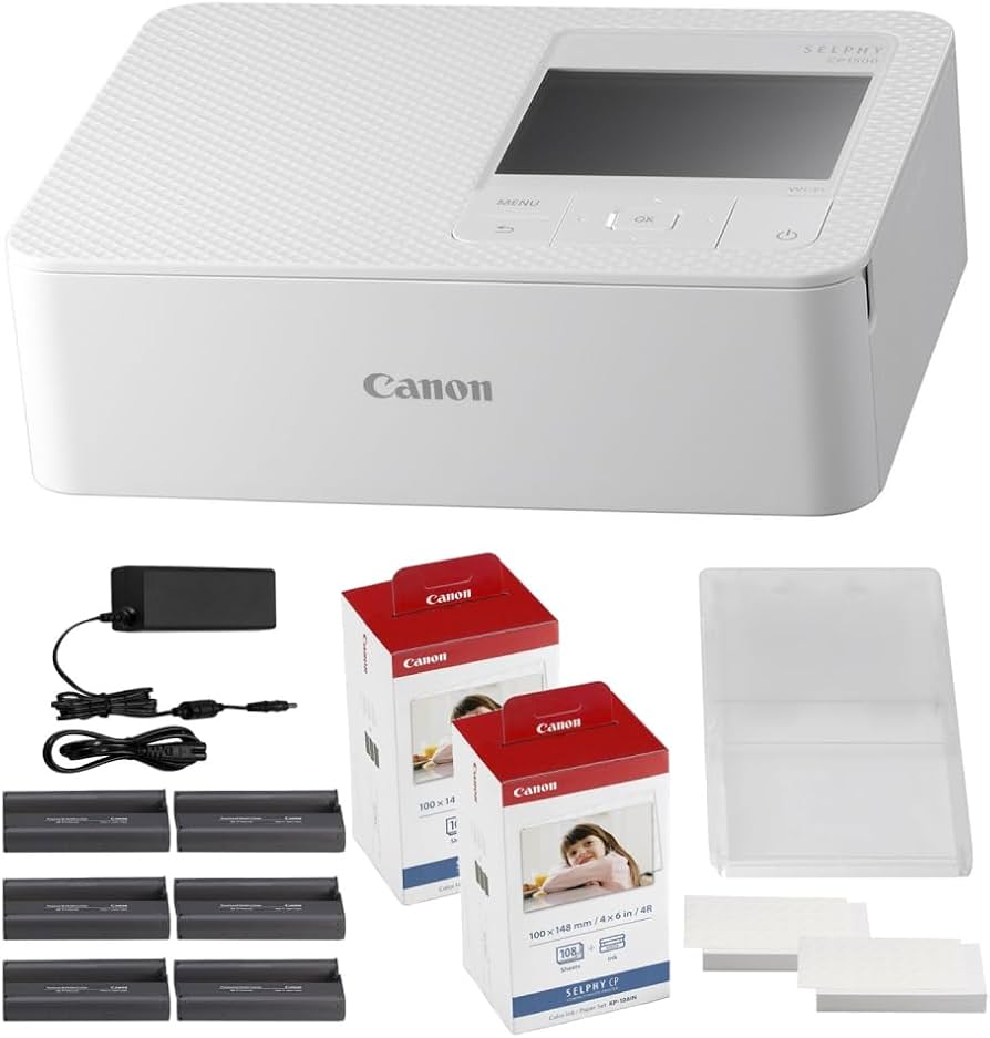 Canon SELPHY CP1500 Compact Photo Printer | White with 2 x KP