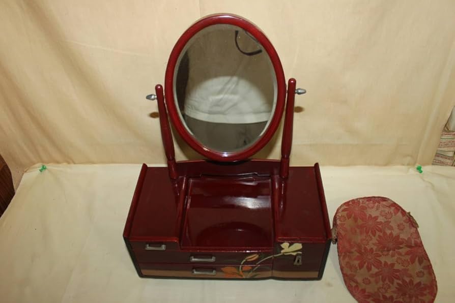 Amazon.co.jp: 昭和レトロ卓上ミニドレッサー一面鏡引出付鏡台