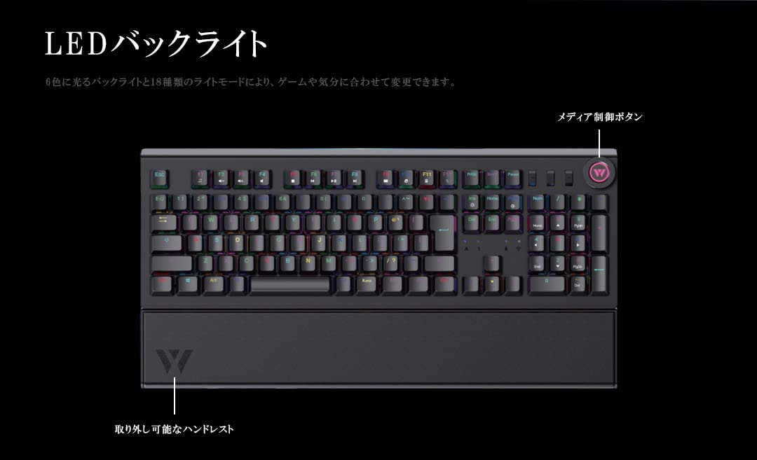 Amazon.co.jp: 【WizarD】 RGBライト搭載108キー ゲーミングキーボード