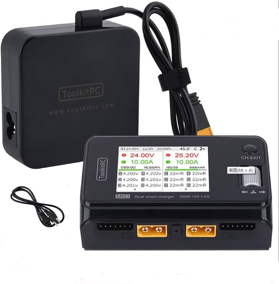 Amazon.com: ToolkitRC M6D 15A x 2 DC Dual-Channel Output 1-6s
