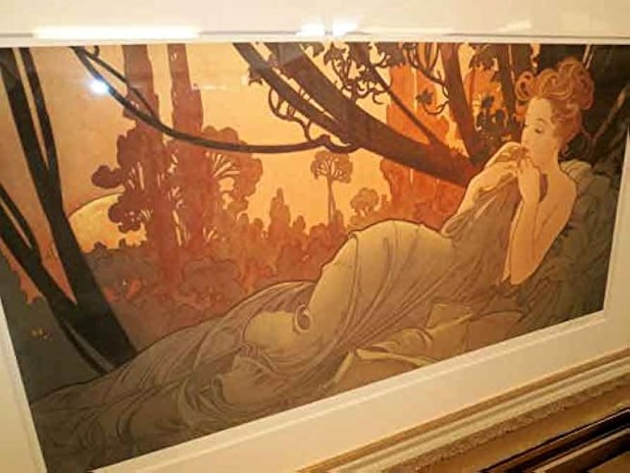 Amazon.co.jp: ミュシャ 黄昏 シルクスクリーン版画 限定300部