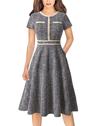 VFSHOW Womens Buttons Pockets Office Business A-Line Dresses Short