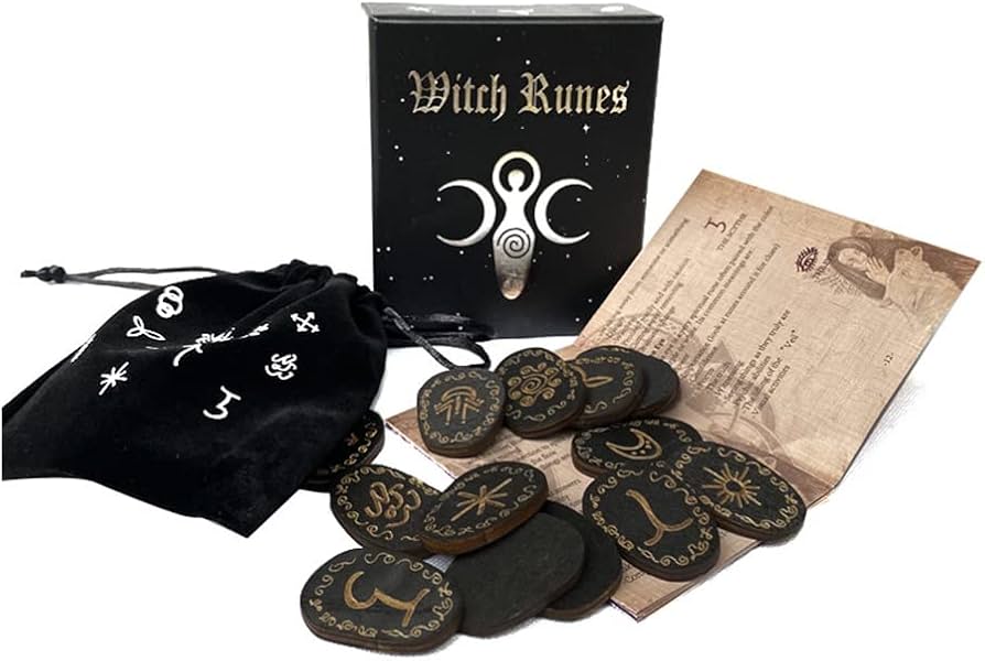 Rune - Set di 14 carte di tarocchi, in legno nordico, fatto a mano