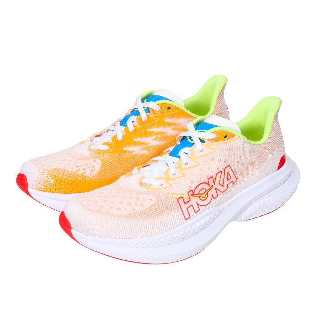Amazon | ホカ（HOKA） ランニングシューズ マッハ6 ホワイト オレンジ