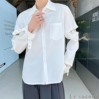 Amazon.co.jp: [Le sucood] ネクタイ付袖スリットパンクシャツ 長袖