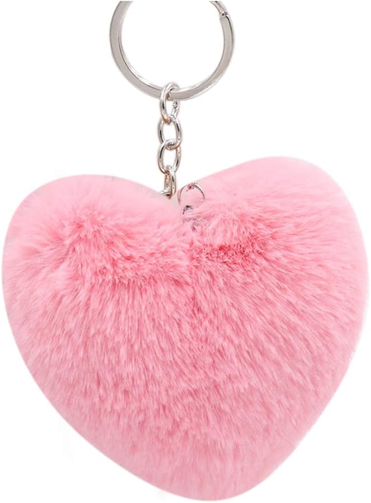 Amazon.co.jp: キーチェーン、ふわふわラブハートキーホルダー