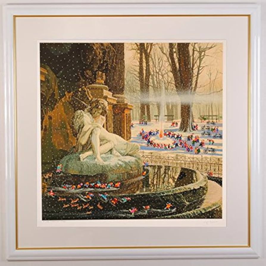 Amazon | ヒロ・ヤマガタ 絵画 「子供たちの雪祭り」 シルクスクリーン