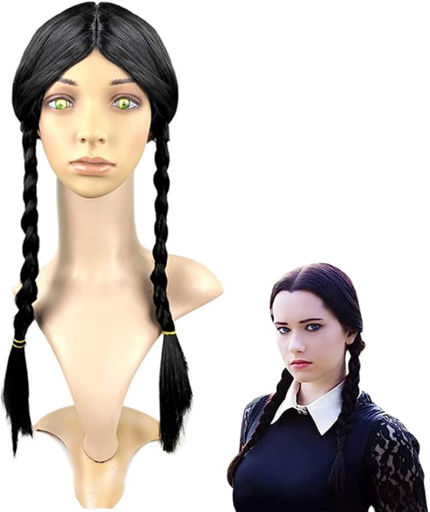 Amazon.co.jp: ウェンズデイ コスプレ 黒髪 かつら 面白い 雰囲気満点