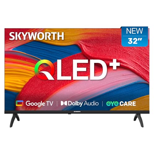 SKYWORTH 32 Inch QLED Smart TV, HD TV Compatible with Google TV