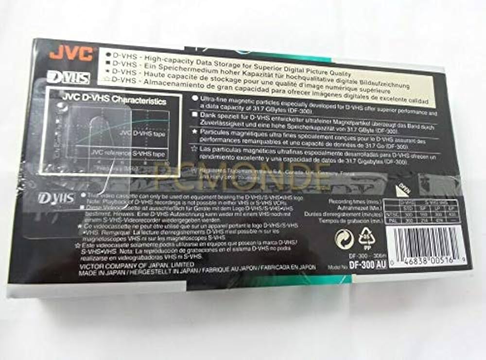 Amazon.com: JVC DF300AU D-VHS Video Tape (300 min.) : Electronics